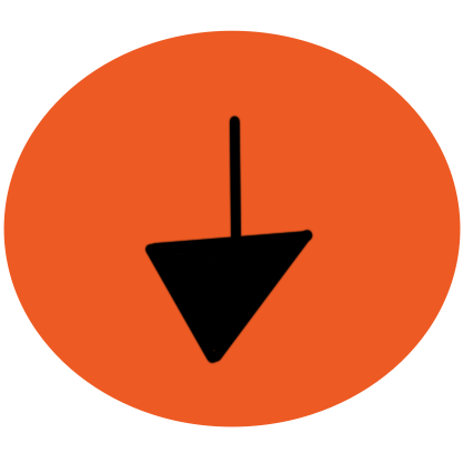 an orange circle with a down arrow in the middle of it.